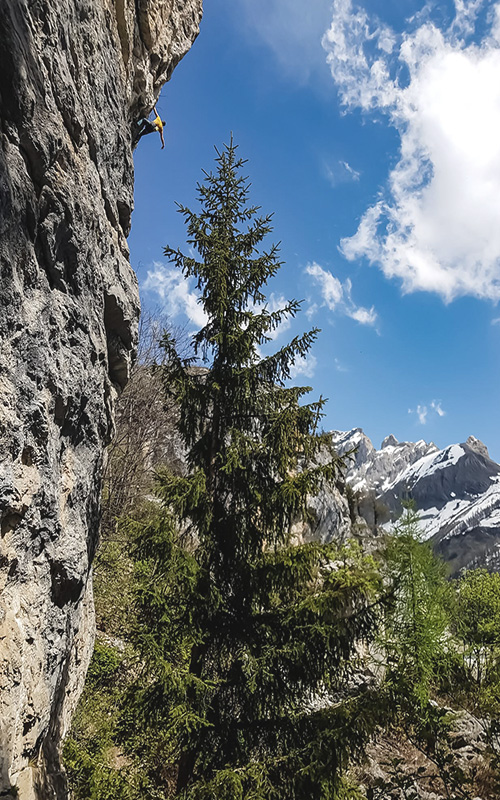 grimpeur au rawyl en valais dans un cours d'escalade donn&eacute; par lionel bonvin
